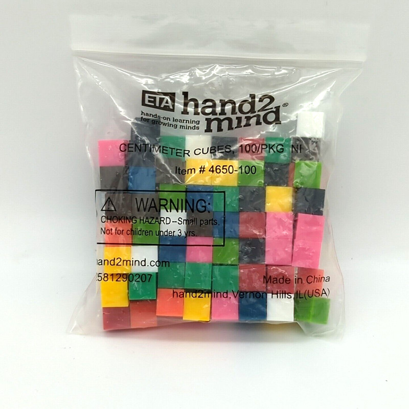 1000 Centimeter Cubes, 10 Colors, 10 packs of 100, Non-Interocking ETA Hand2Mind