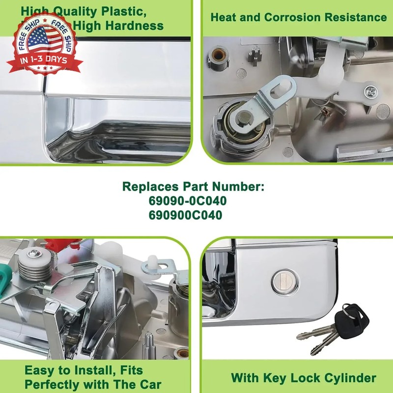 Chrome Tailgate Handle Liftgate Latch Handle with Key Lock Cylinder fit for 2007 gallery