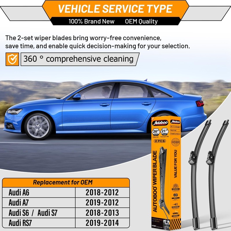 AUTOBOO 26"+21" Windshield Wiper Blade Replacement for Audi A6 A7 S6 S7 RS7 2... gallery