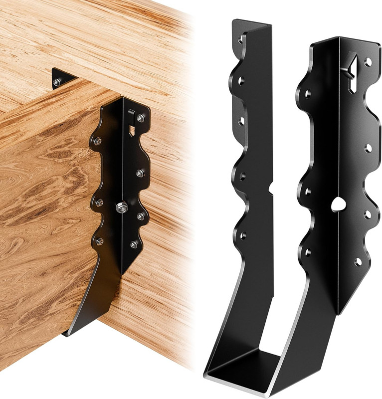 25 Pcs Black Joist Hangers 2X8, Rafter Brackets , Hurricane Straps for 2X8 Face