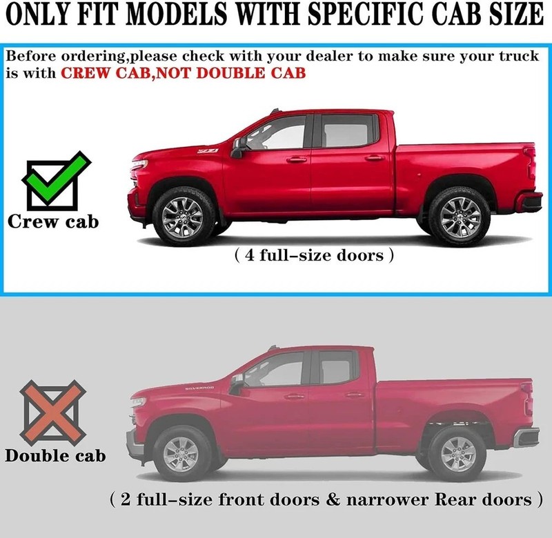 19-25 Chevy Silverado GMC Sierra 1500 2500 3500 Crew Cab 6" Running Boards Flat gallery