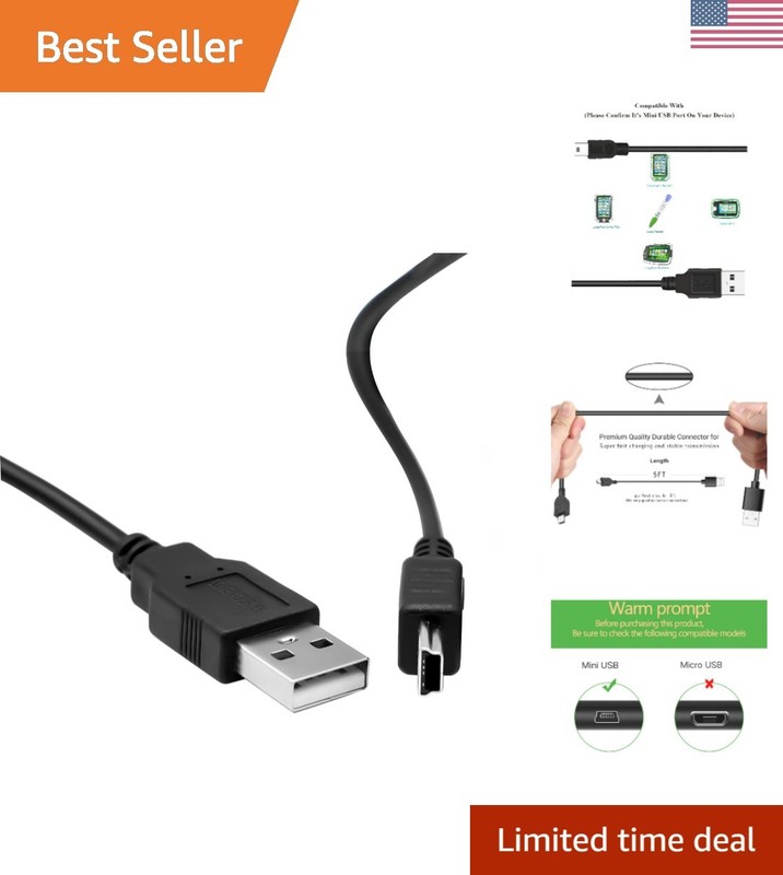 Leapfrog Replacement Charger – 5 FT Black Power Supply Cable Cord for LeapPad…