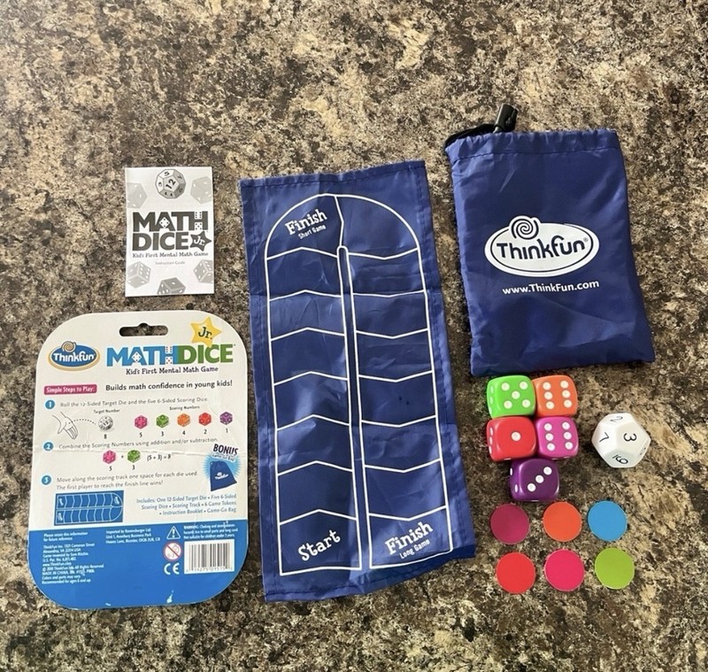 ThinkFun Math Dice Jr Game homeschool math fun learning complete EUC Age 6+