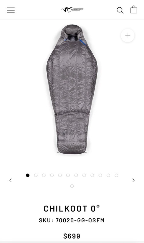 Stone Glacier Chilkoot 0 Sleeping Bag Granite Grey One Size Fits Most