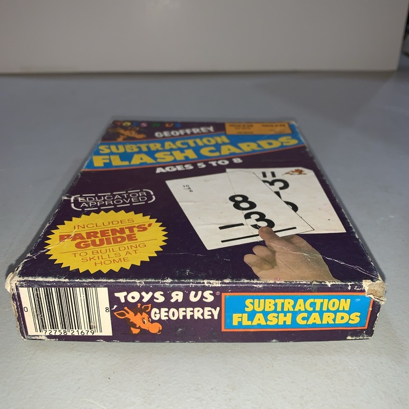 Vintage TOYS R US Geoffrey Subtraction Flash Cards Box Set of 55 Cards Math gallery