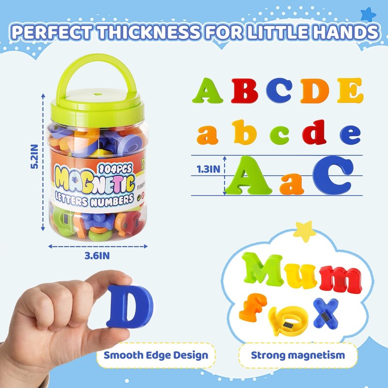 LovesTown 104 PCS Alphabet Magnetic Letters and Numbers Educational Fridge Set gallery