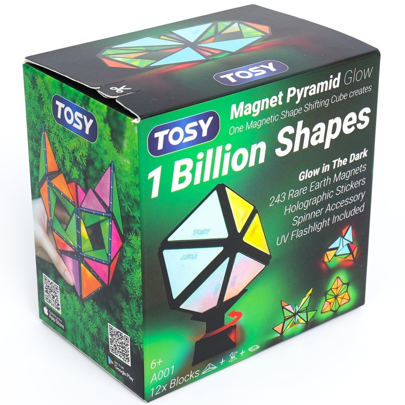 TOSY Magnet Pyramid Glow - 1 Cube Transforms into 1 Billion Shapes (Bunny, Eg...