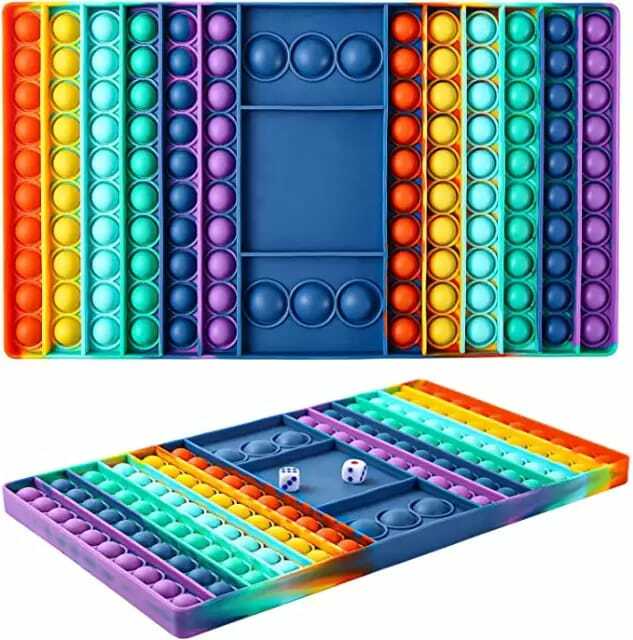 Two Dice Two Players Silicon Bubble Rainbow chess board push Pop Game Fidget Toy