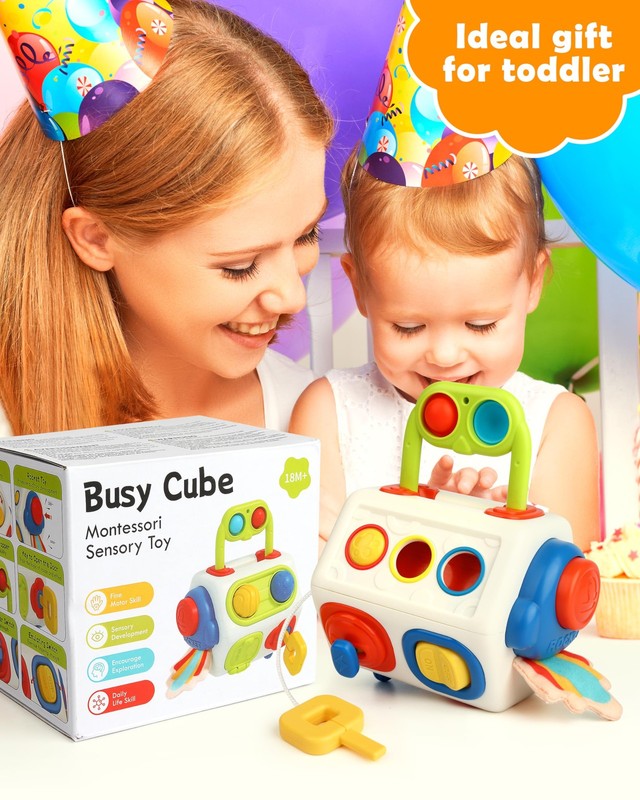 Vanmor 10-in-1 Busy Cube for 18+ Months Toddlers - 8-Sided Montessori Medium gallery
