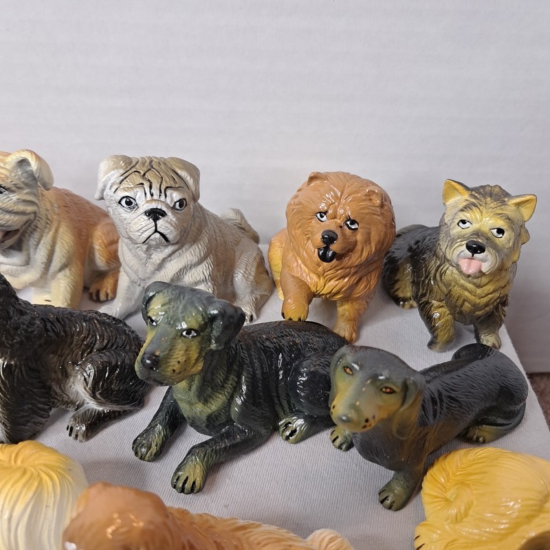 Lot Of 18 Vintage New Ray Dog Figures Mixed Canine Dog Breeds PVC Toys 1980s gallery