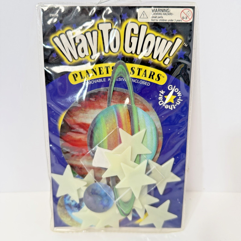 Way to Glow! Planets and Stars Plastic Glow in the Dark Space Sky NEW 1996