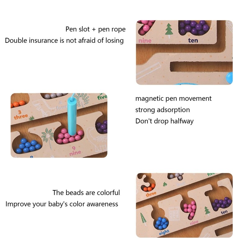 Wooden Magnetic Maze Board Game | Number Learning & Color Recognition Puzzle gallery