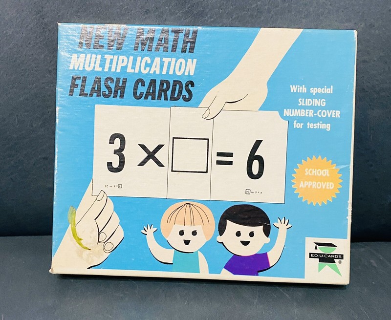 VINTAGE MATH MULTIPLICATION FLASH CARDS 1966 ED U BINNEY & SMITH NIB