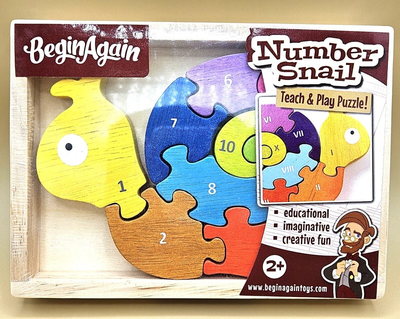 BeginAgain Number Snail Wooden Learning Puzzle