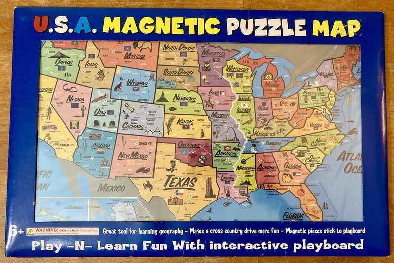 U.S.A. Magnetic Puzzle Map States Capital Cities Landmarks Ata-Boy Inc 2013 NEW