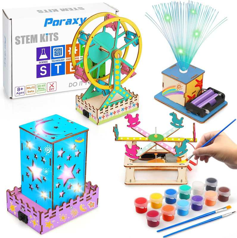 4 in 1 STEM Kits for Kids Ages 5-7 8-10-12, 3D Wooden Puzzles, Science Project M gallery