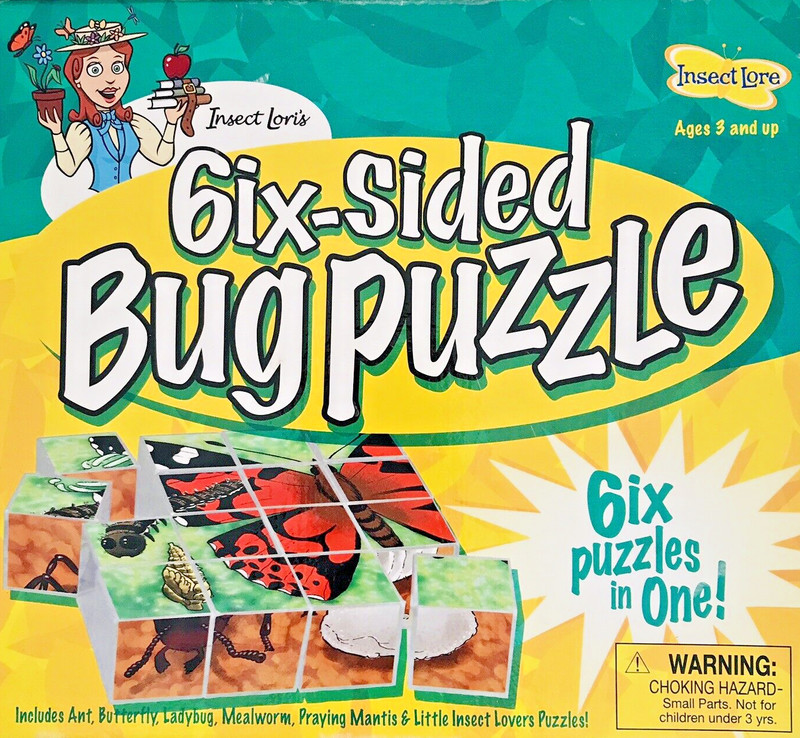 6 Bug Puzzles Insect Lore 16 Plastic Six-Sided Cubes with Instructions
