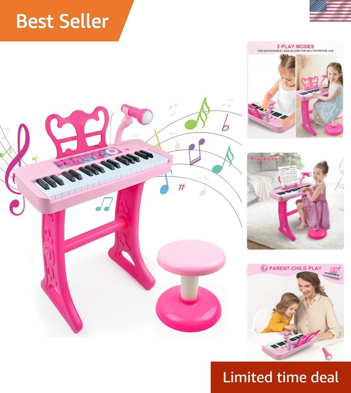 Multifunctional Kids Piano Keyboard – 37 Keys, Stool & Microphone – 3-8