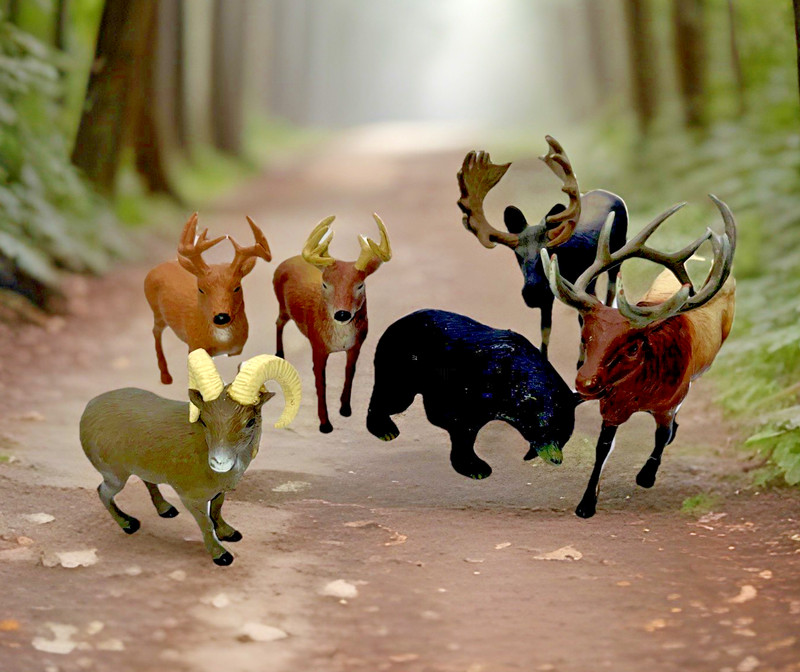 Tree House Kids 6 Moose Bear Deer Figure Animal Wildlife 4.5” Tall Cake Topper
