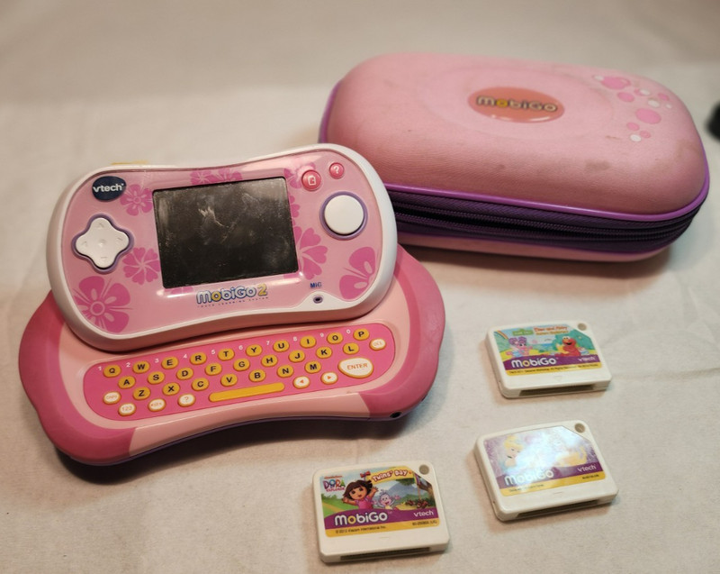 VTech MobiGo 2 Pink Touch Learning System w/ 3 Games Tested Works Case Handheld