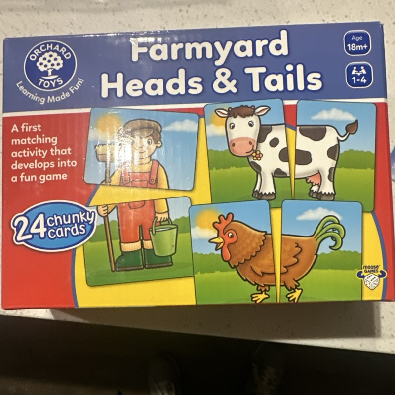 Orchard Toys Farmyard Heads & Tails Matching Game 24 Cards Ages 18m+ Animals