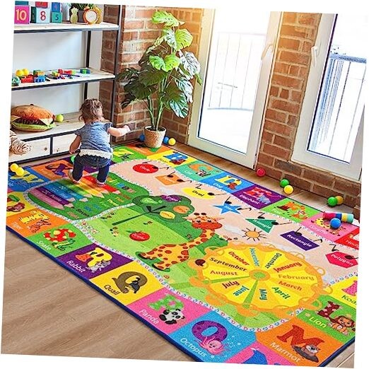 Kids Rugs for Playroom Classroom Bedroom, Educational and Fun Play Mat with