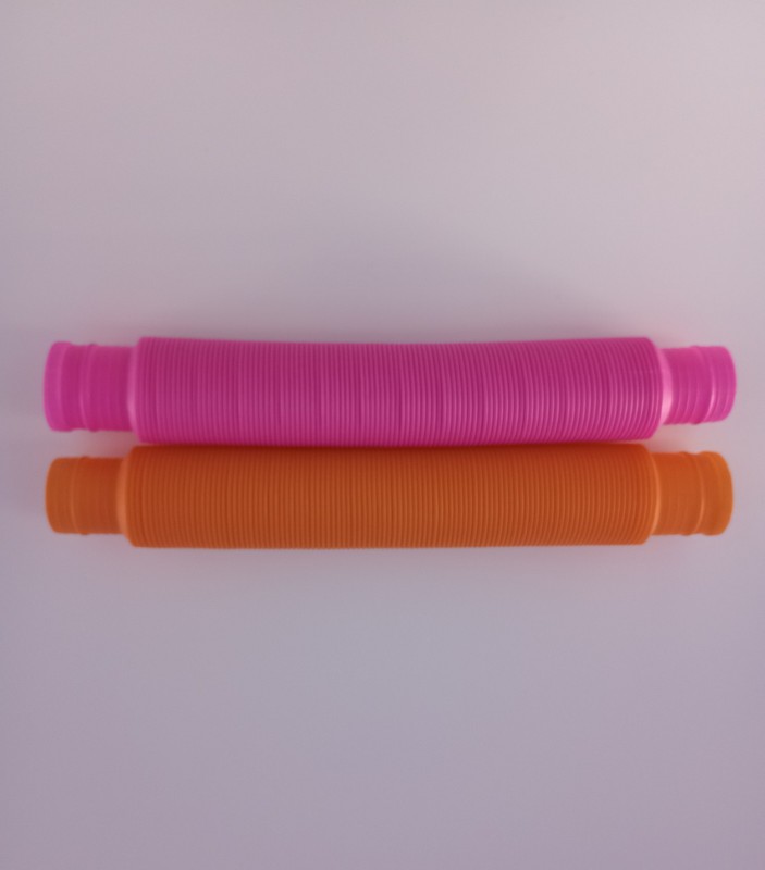 Set of 2 Stretchy Pop Tubes Sensory Toys Pink Orange Tactile Toy Ages 3-8 Years