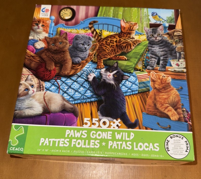 Ceaco 550 Piece Puzzle Paws Gone Wild – Kittens in the Bedroom