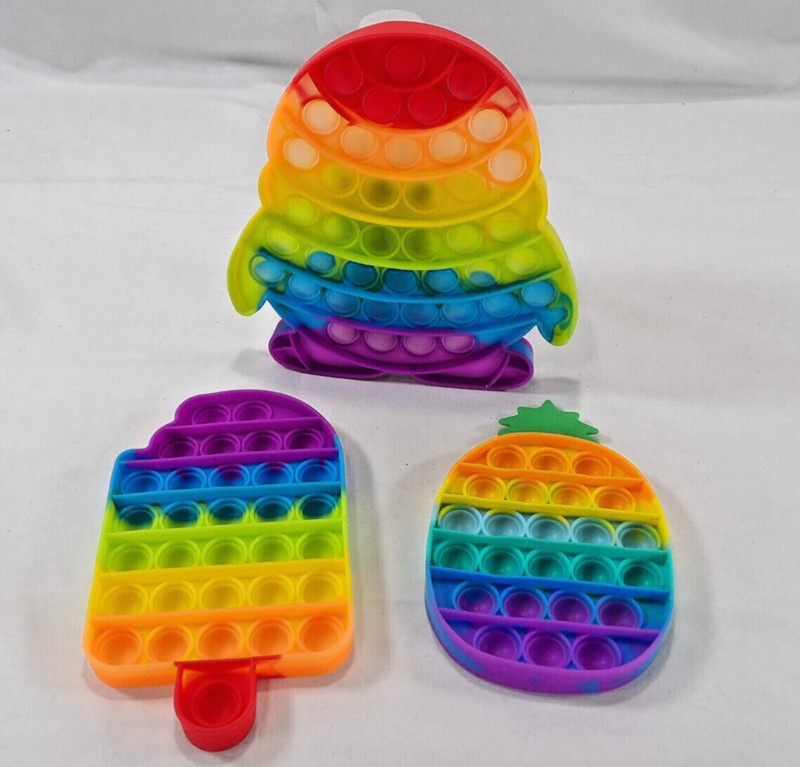 Fidget Popit lot of 3, Penguin, Pineapple, and Ice cream bar