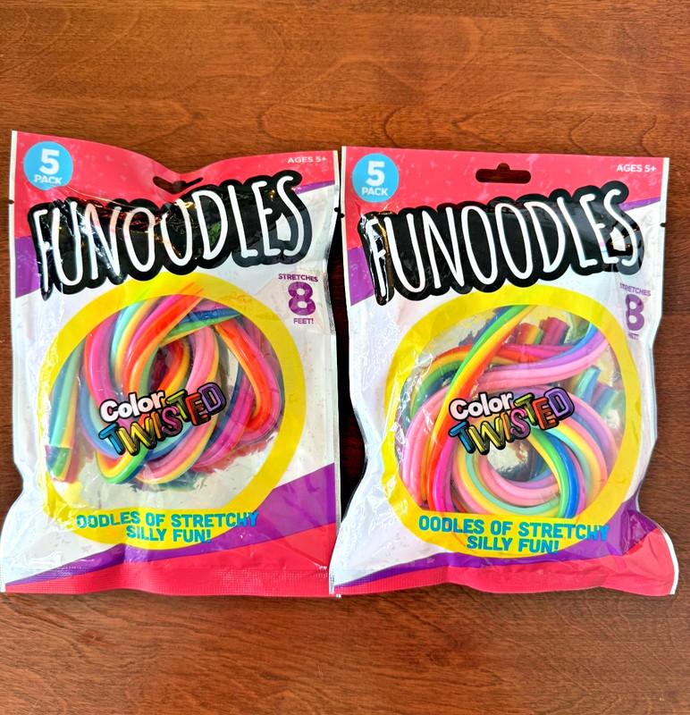 Lot Of 2 Funoodles Color Twisted Stretch Fidget Sensory Toys 5 Pack 8ft New