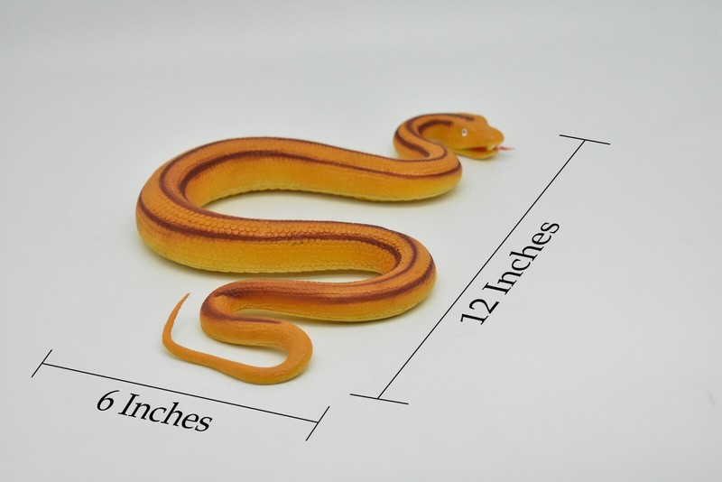 Rat Snake Toy, Orange, Red Stripes, Realistic Rubber Model 12" F3584 B492 gallery