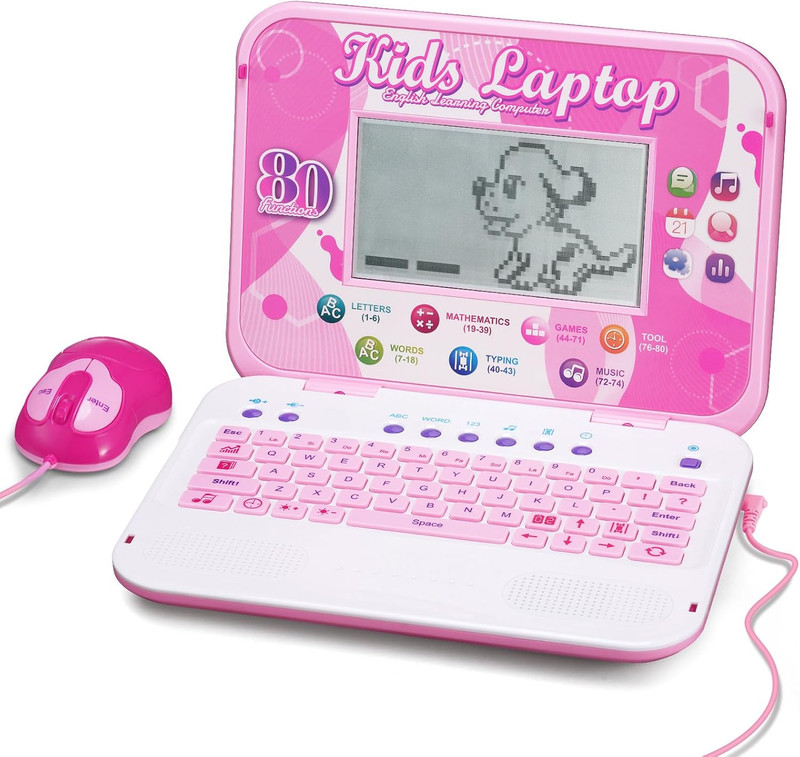 Kids Laptop, 80 Learning Modes & 7 Inch Large Screen, Educational Learning Compu