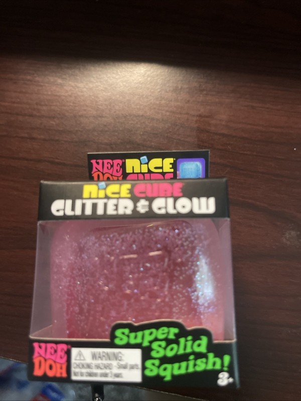 Nee doh PINK GLITTER & GLOW NICE CUBE Super Solid Squish! gallery