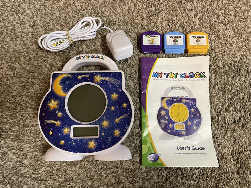 My Tot Clock Toddler Sleep Clock Alarm Light w/3 Cartridges AC Adapter Manual