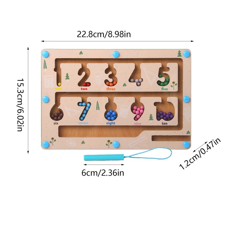 Wooden Magnetic Maze Board Game | Number Learning & Color Recognition Puzzle gallery