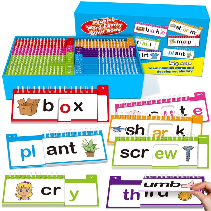 40 Read and Rhyme Phonics Flip Books and Sight Words Cards for Kids