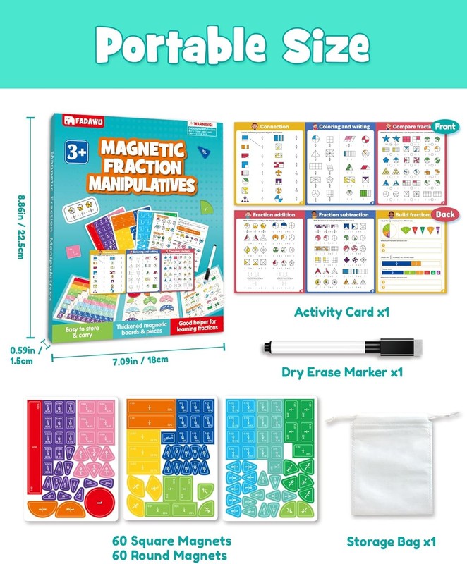 Magnetic Fraction Demonstration Book, Magnetic Fraction Educational Puzzle with gallery