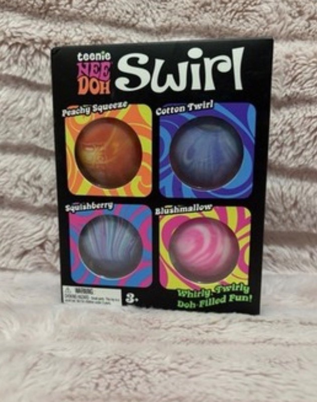 NeeDoh Teenie Swirl 4-pack, Nee Doh Mini Squishy Stress Balls, Set Of Four