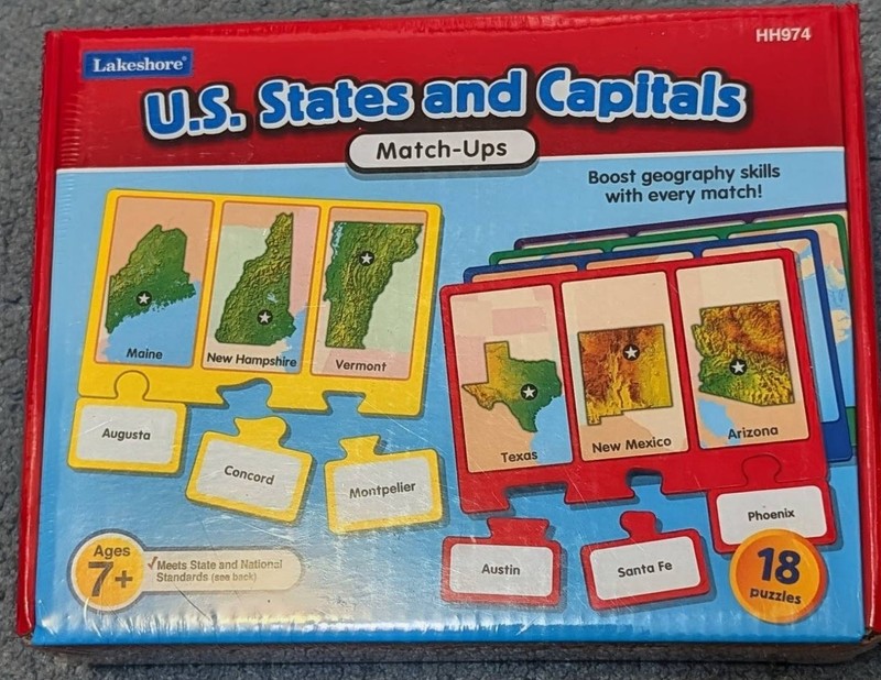 Lakeshore U.S. States and Capitals Match-Ups COMPLETE Geography Skills Education