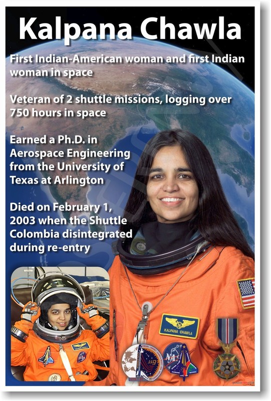 Astronaut Kalpana Chawla – First Indian American Woman in Space NEW NASA POSTER