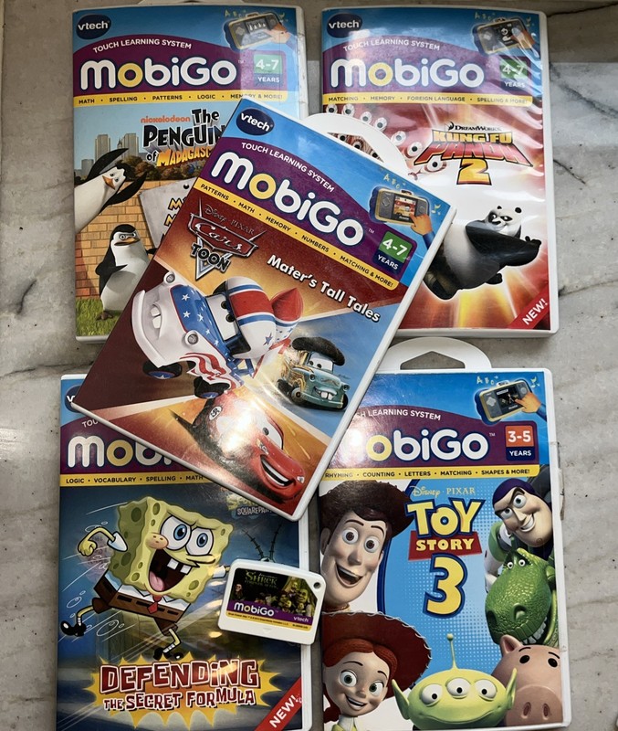 6 VTech Mobigo Games Maters Tall Tales Toy Story Shrek SpongeBob Kung Fu & More