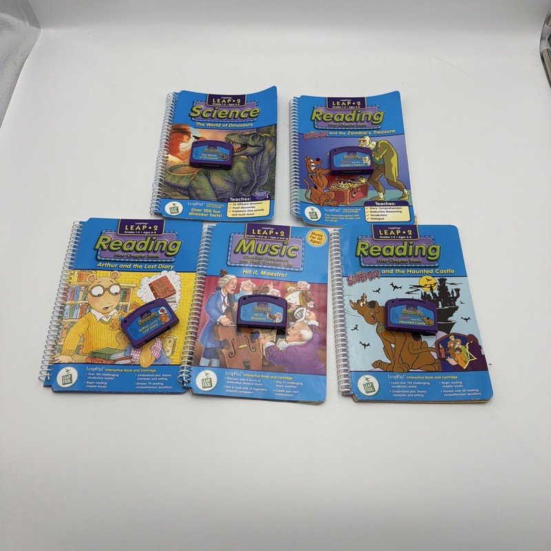 Leap Frog LeapPad Interactive Books Lot Leap 2 W/ Cartridges (5)