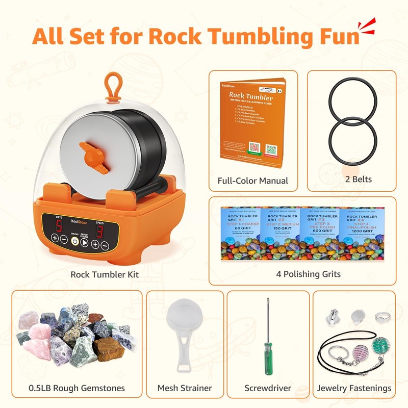 Koolstone C5 Starter Rock Tumbler Kit - Durable Leak-Proof Rock Polisher - gallery