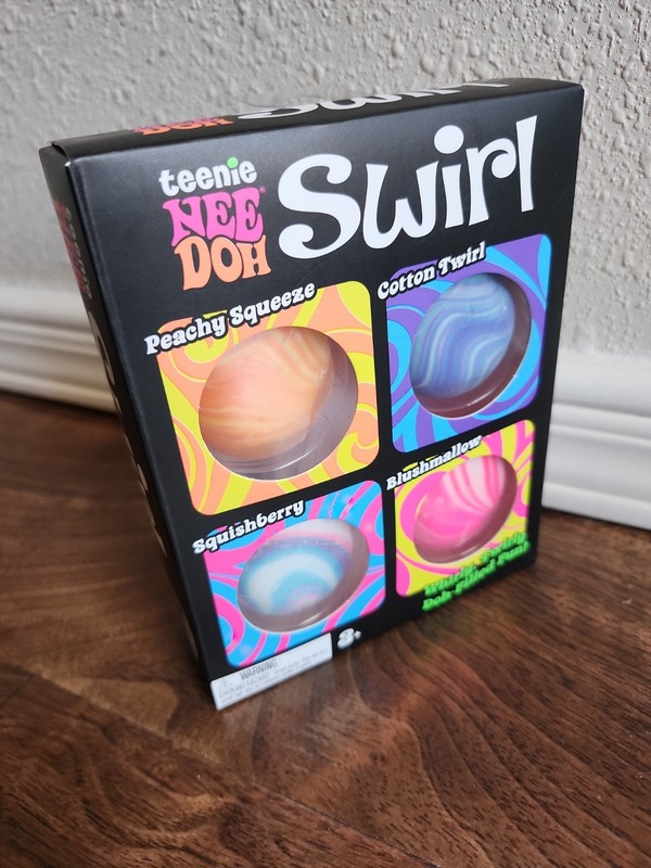 NeeDoh Teenie Swirl 4-pack, Nee Doh Mini Squishy Stress Balls, Set Of Four
