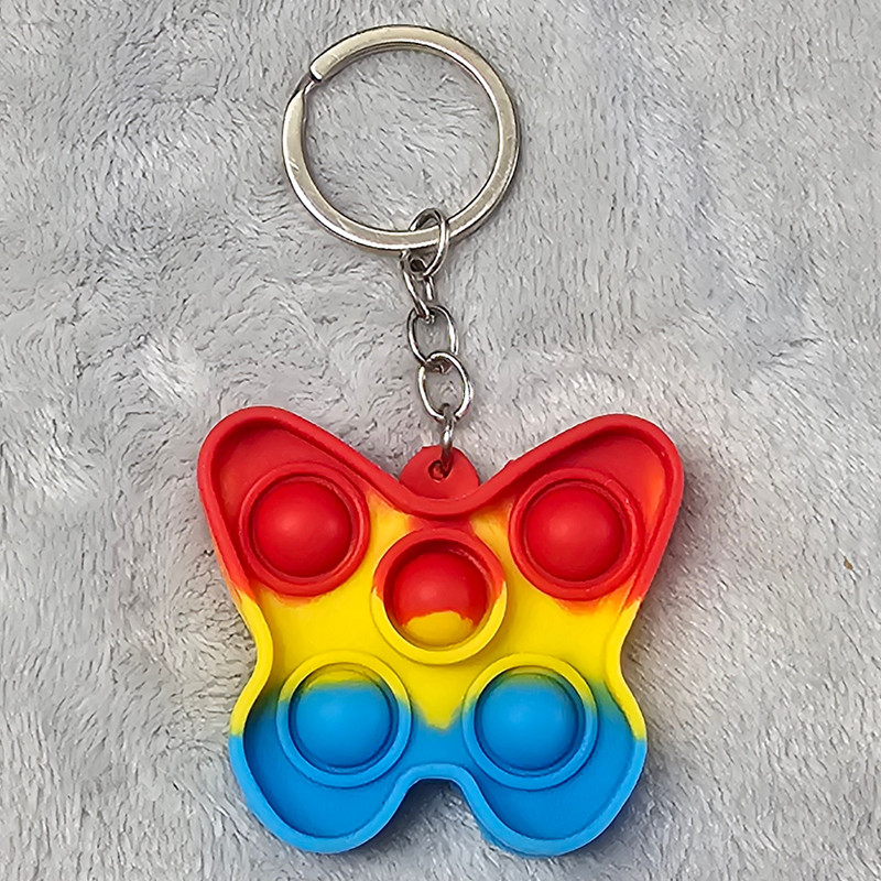 Rainbow Butterfly Pop It Keychain Fidget Toy Silicone Sensory Bubble 2×2″