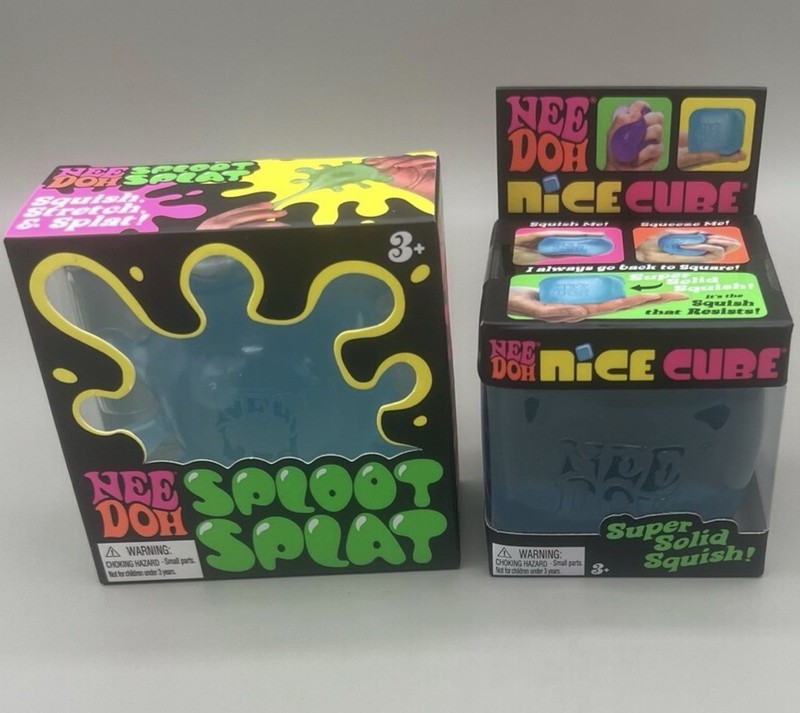 NEEDOH Blue 💙 2 Pack ~ Sploot Splat Squishy + Nice Cube Super Solid Squish NEW