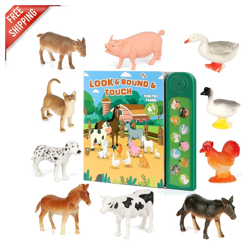 Educational Farm Animal Figures and Sound Book – Perfect Gift for Young Learners