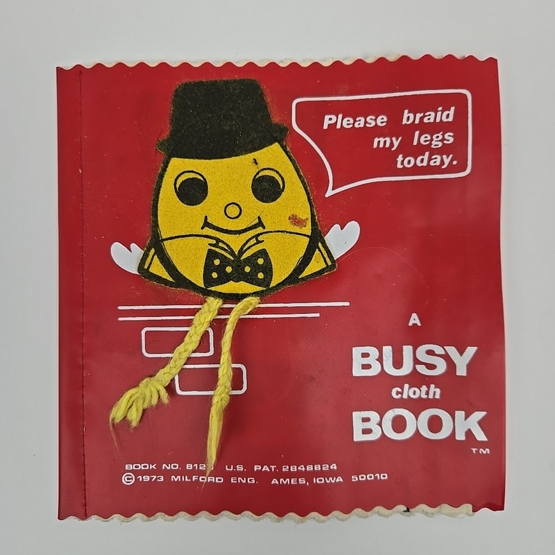 Vintage 1973 A Busy Cloth Book Milford Ames Activity Book Red Yellow Craft