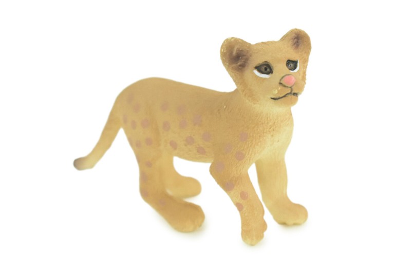 Baby Mountain Lion Cub Toy, Puma Hand Painted Rubber Cougar Model 3″ CH875 BB199