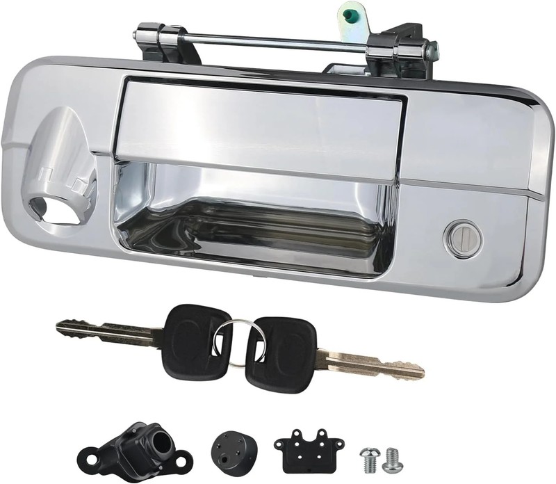 Chrome Tailgate Handle with Rear Camera Hole Liftgate Latch Handle with Key Lock
